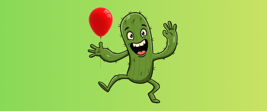 cactus mania graphic line, cactus with red-balloon original design
