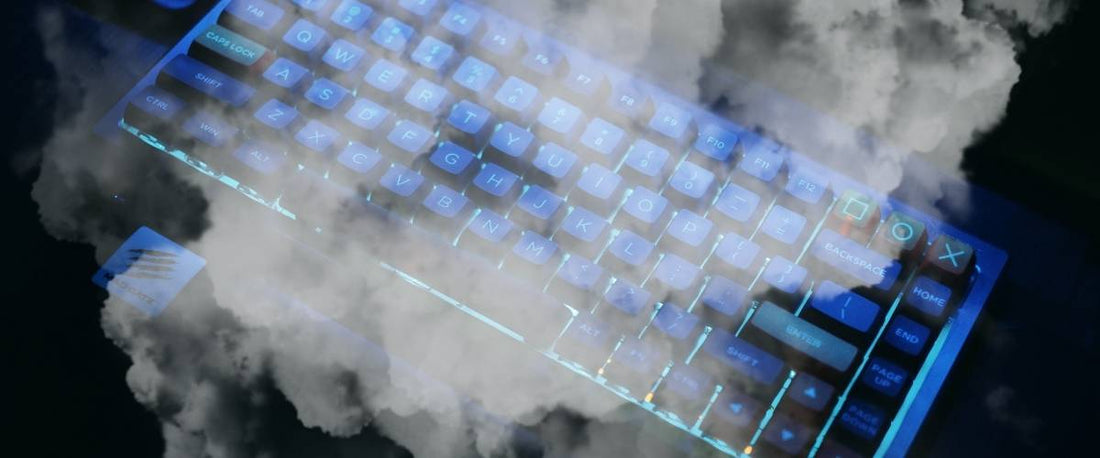 computer keyboard with smoke