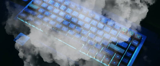 computer keyboard with smoke