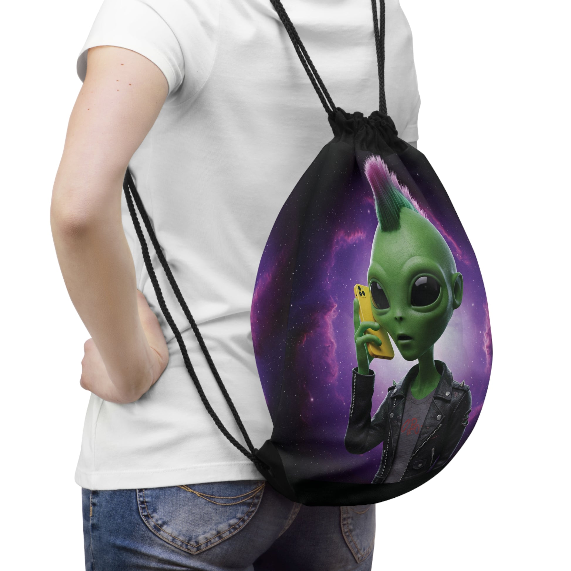 Vibrant Alien Vibes Drawstring Bag: Unique, Lightweight & Durable Backpack for Sports, Travel & Festivals