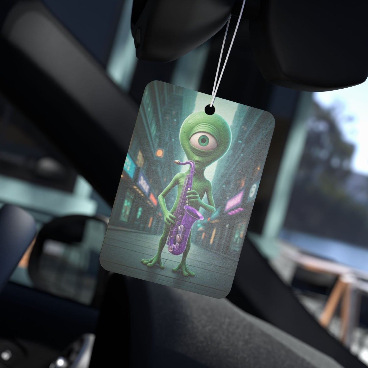 Alien Sax Player Car Freshener - Jazz Vibe & Night City Scent