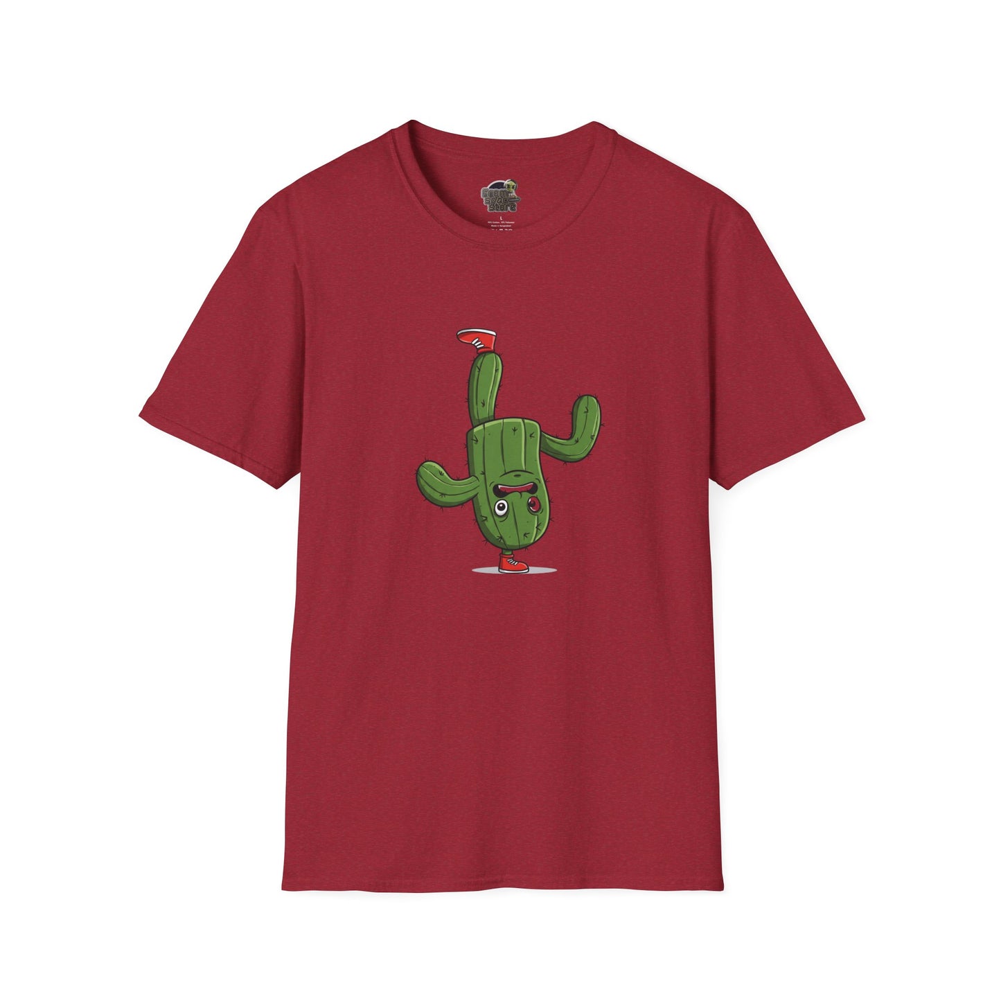 Upside-Down Cactus T-Shirt: Fun & Quirky Organic Cotton Tee | Cactus Mania Collection Antique Cherry Red