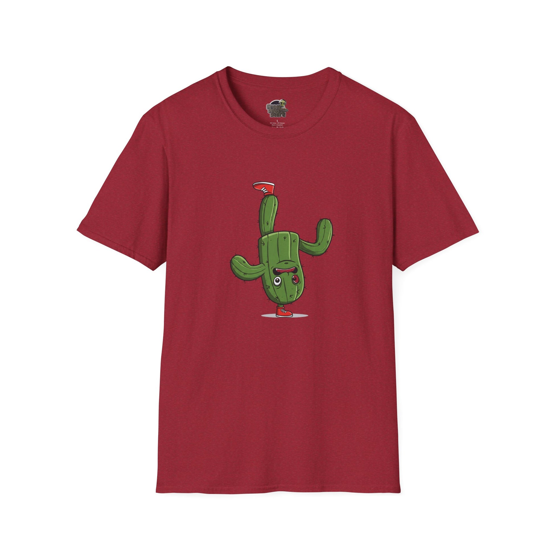 Upside-Down Cactus T-Shirt: Fun & Quirky Organic Cotton Tee | Cactus Mania Collection Antique Cherry Red