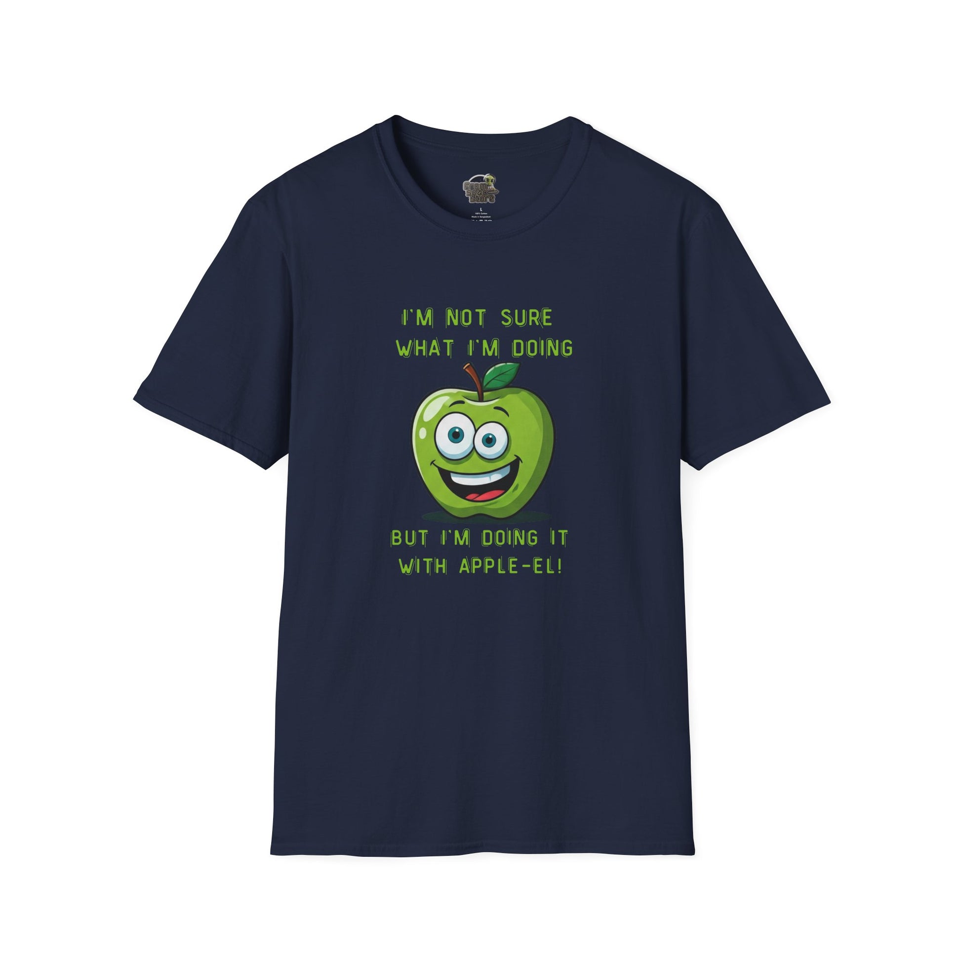 Apple-El t-shirt: Funny Smiling Apple Positive Tee Navy