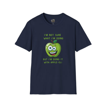 Apple-El t-shirt: Funny Smiling Apple Positive Tee Navy