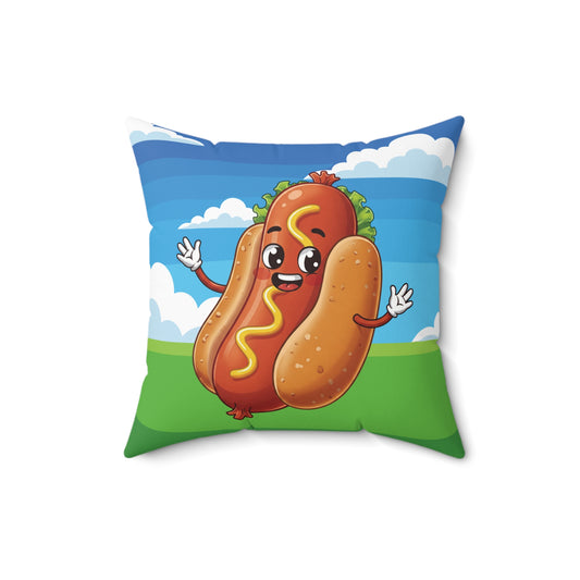 The Mustard Maestro – Classic Hotdog Throw Pillow