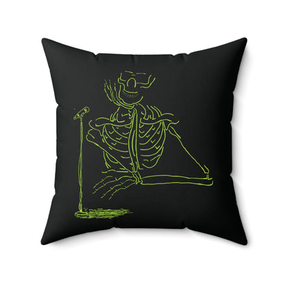 Unplugged & Unbound: Sitting Singer Skeleton Pillow