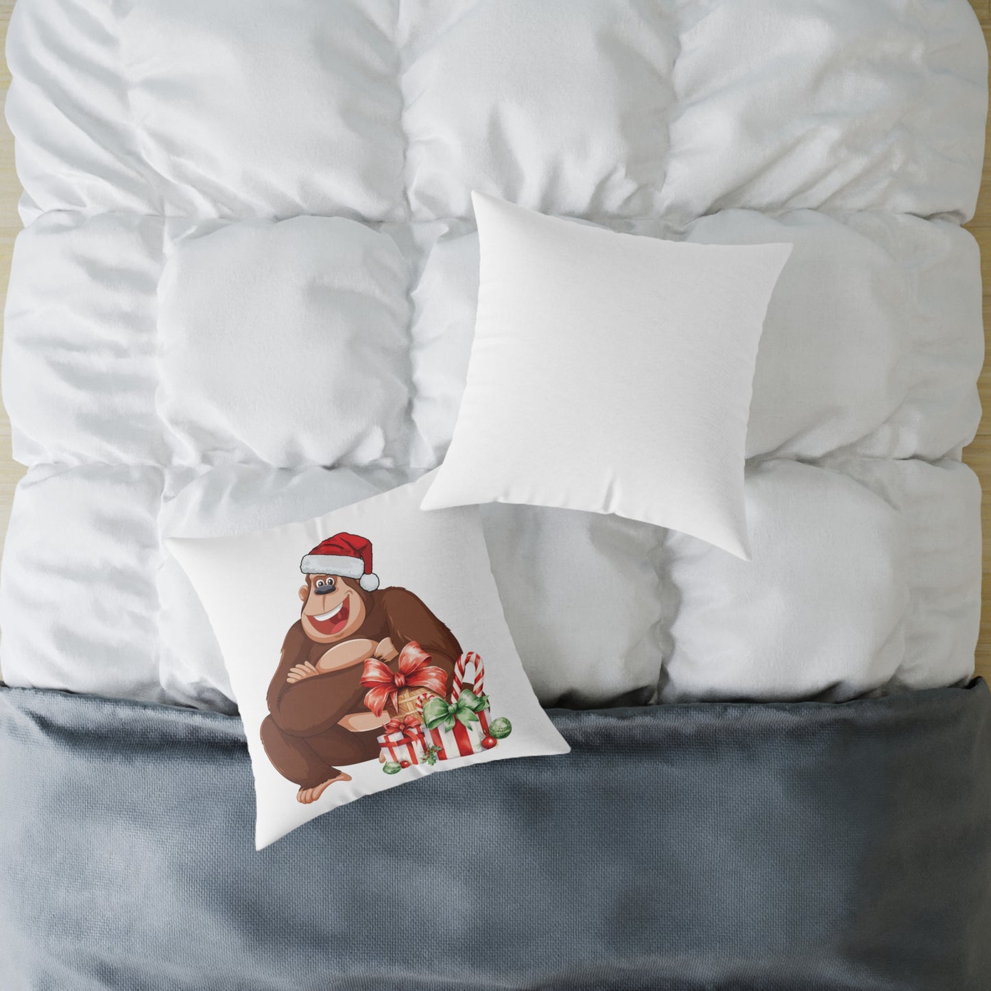 Funny Gorilla Santa Pillow | Novelty Christmas Throw Decor & Gift