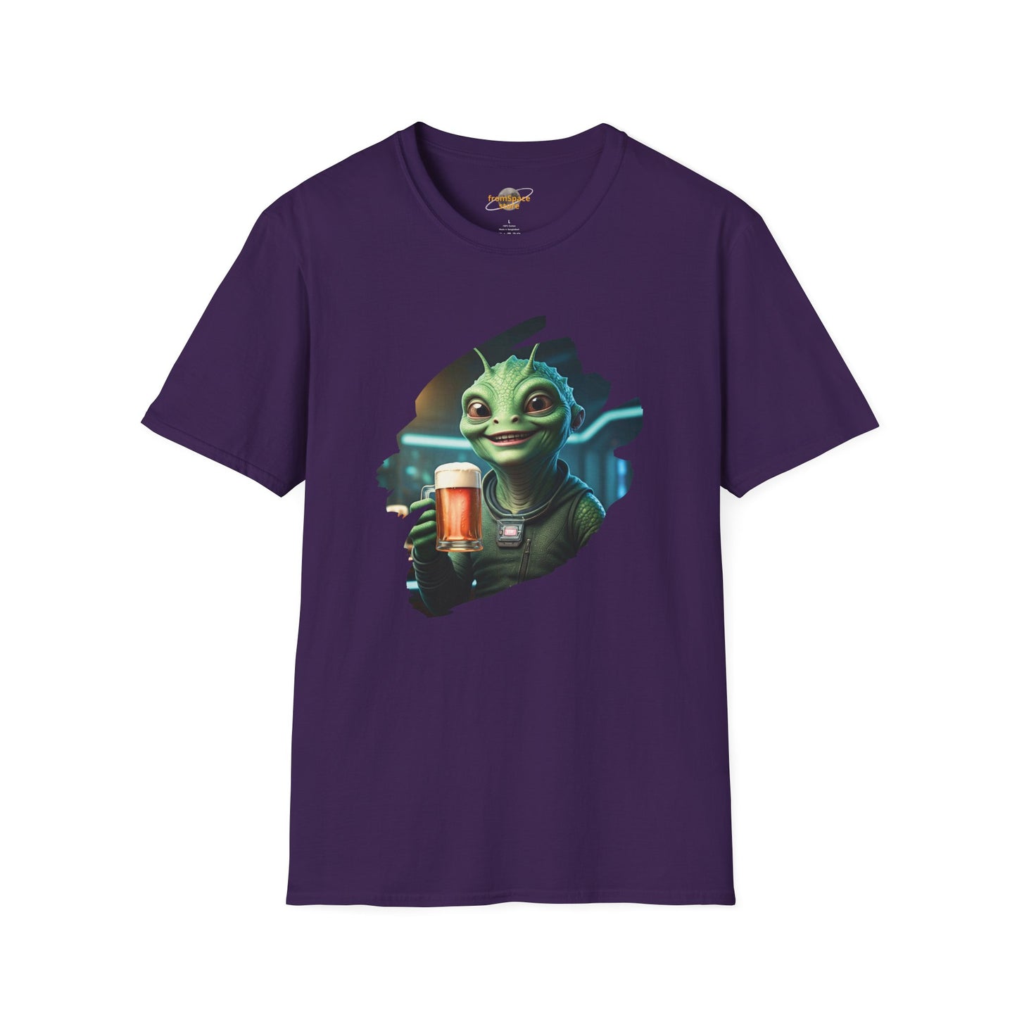 Alien T-Shirt with Beer Unisex: Funny Space Pub Print - Organic Cotton, Various Sizes & Colors