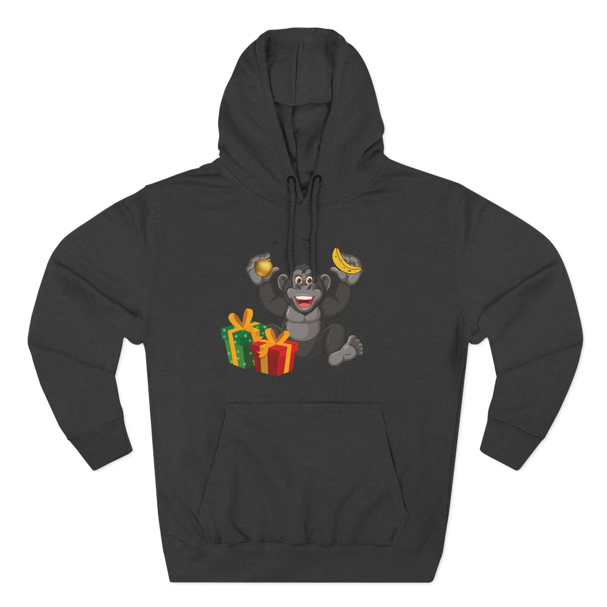 Three-Panel Fleece Hoodie - jingle bells banana gorilla