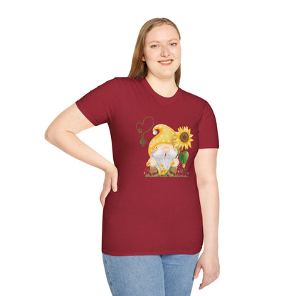 Gnome with Sunflower Unisex T-Shirt: Sunshine, Smiles & Secret Songs