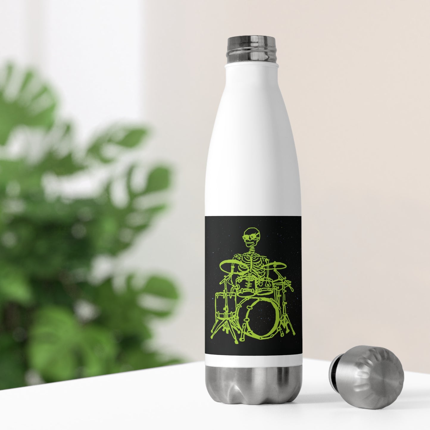 Drummer Skeleton Fluo Metal Heavy Rock Bottle