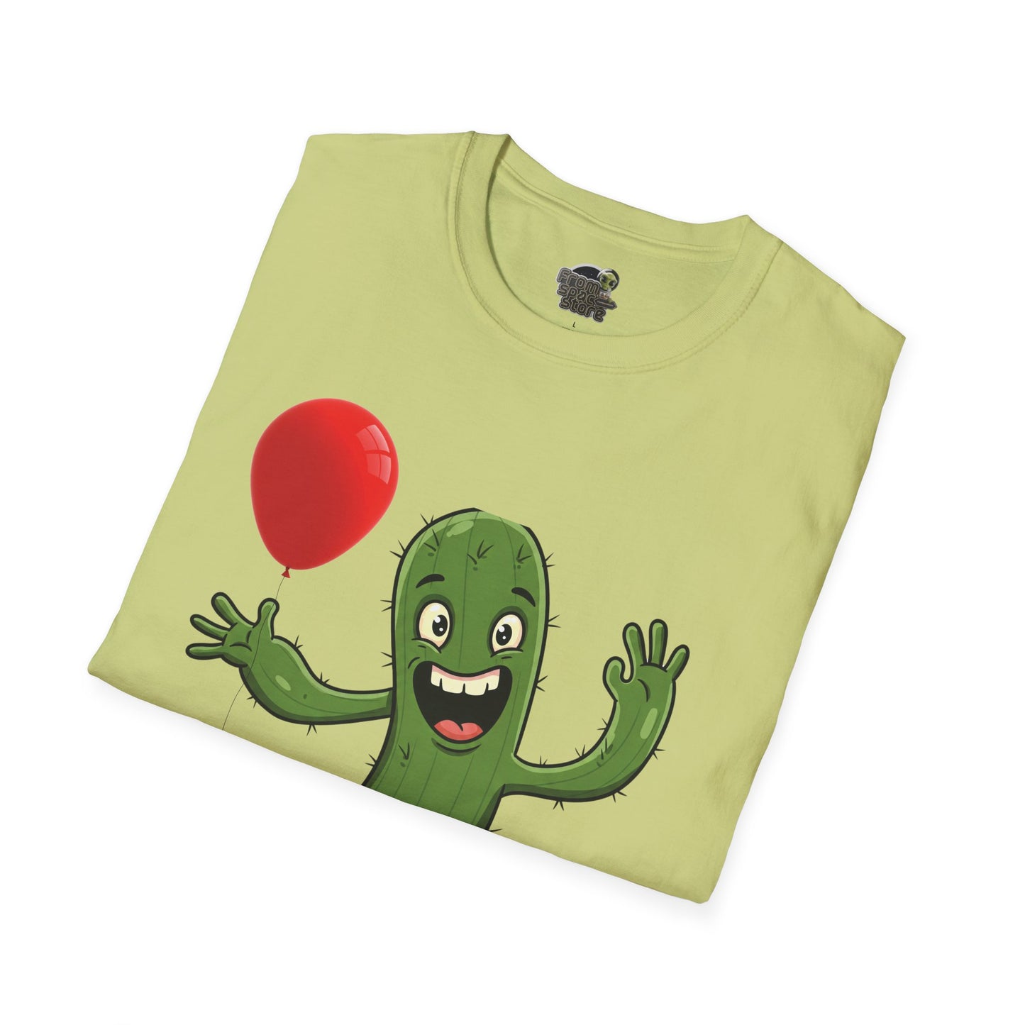 Cactus Mania T-Shirt: Cheerful Cactus with Balloon | Organic Cotton Unisex Tee