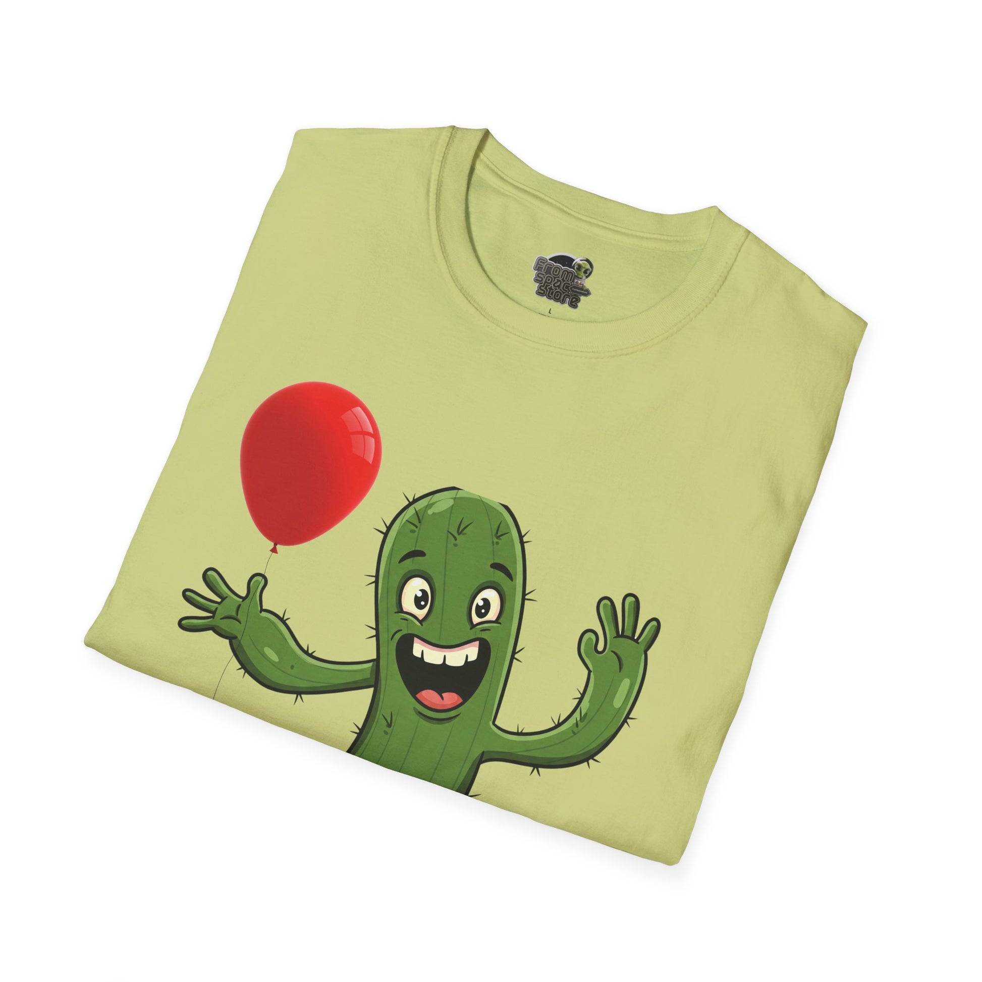 Cactus Mania T-Shirt: Cheerful Cactus with Balloon | Organic Cotton Unisex Tee