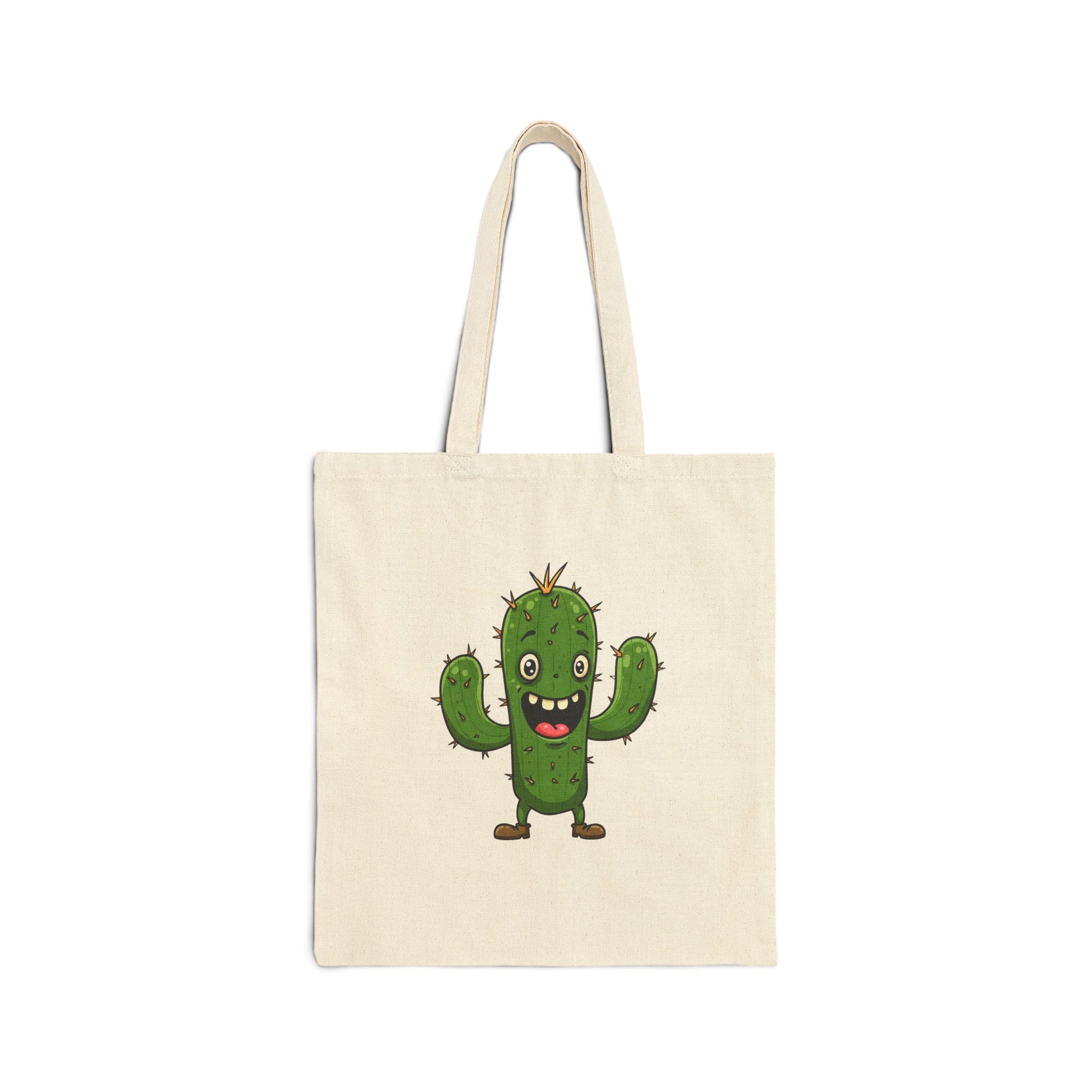 Joyful Cactus Tote Bag - Durable, Eco-Friendly & Always Ready! Natural 15" x 16"