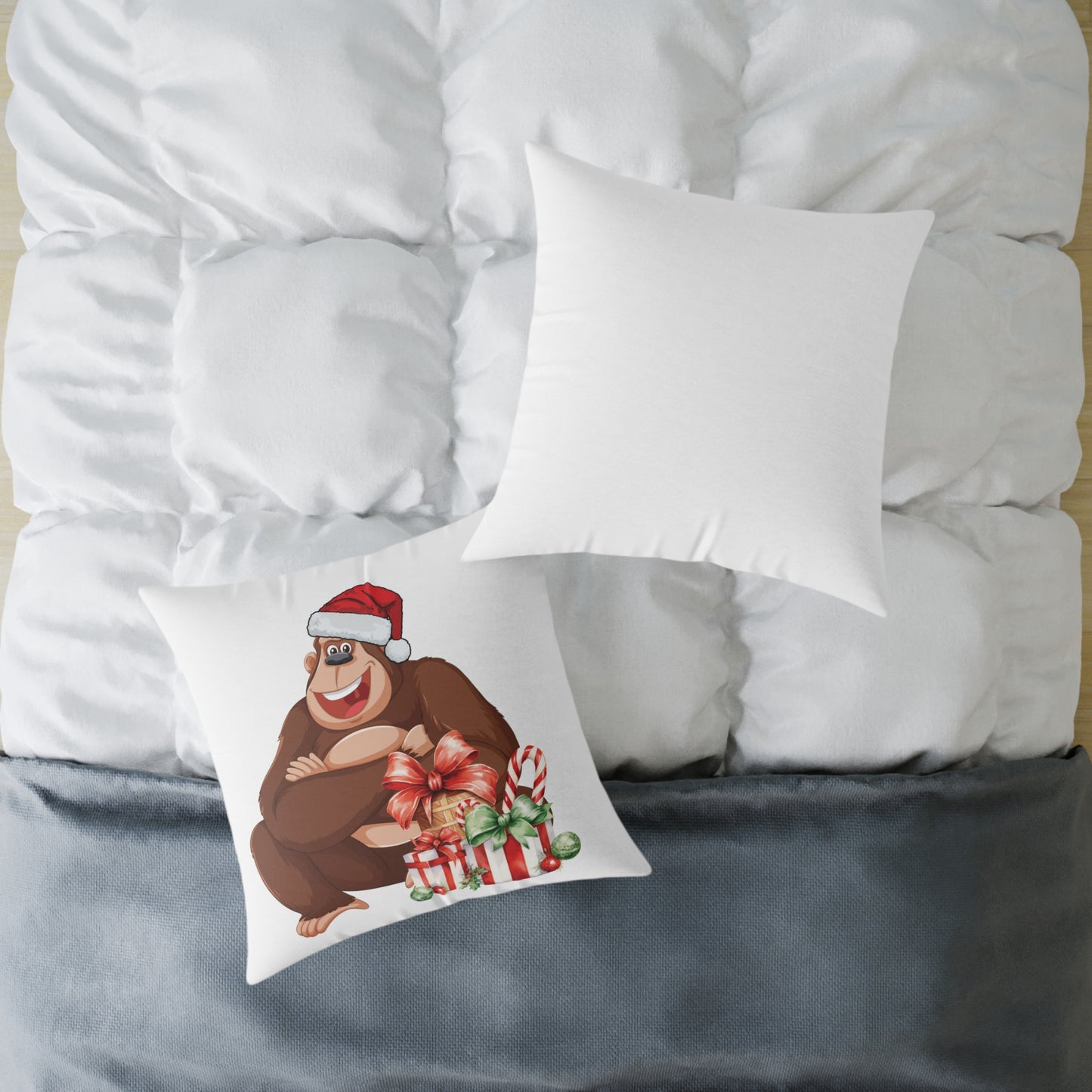 Funny Gorilla Santa Pillow | Novelty Christmas Throw Decor & Gift