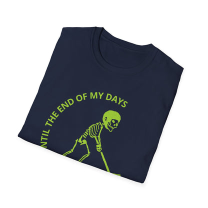 Hockey 'Til I Die: Skeleton fluo Hockey Player T-Shirt | Men's Short Sleeve Tee - Unisex Softstyle T-Shirt