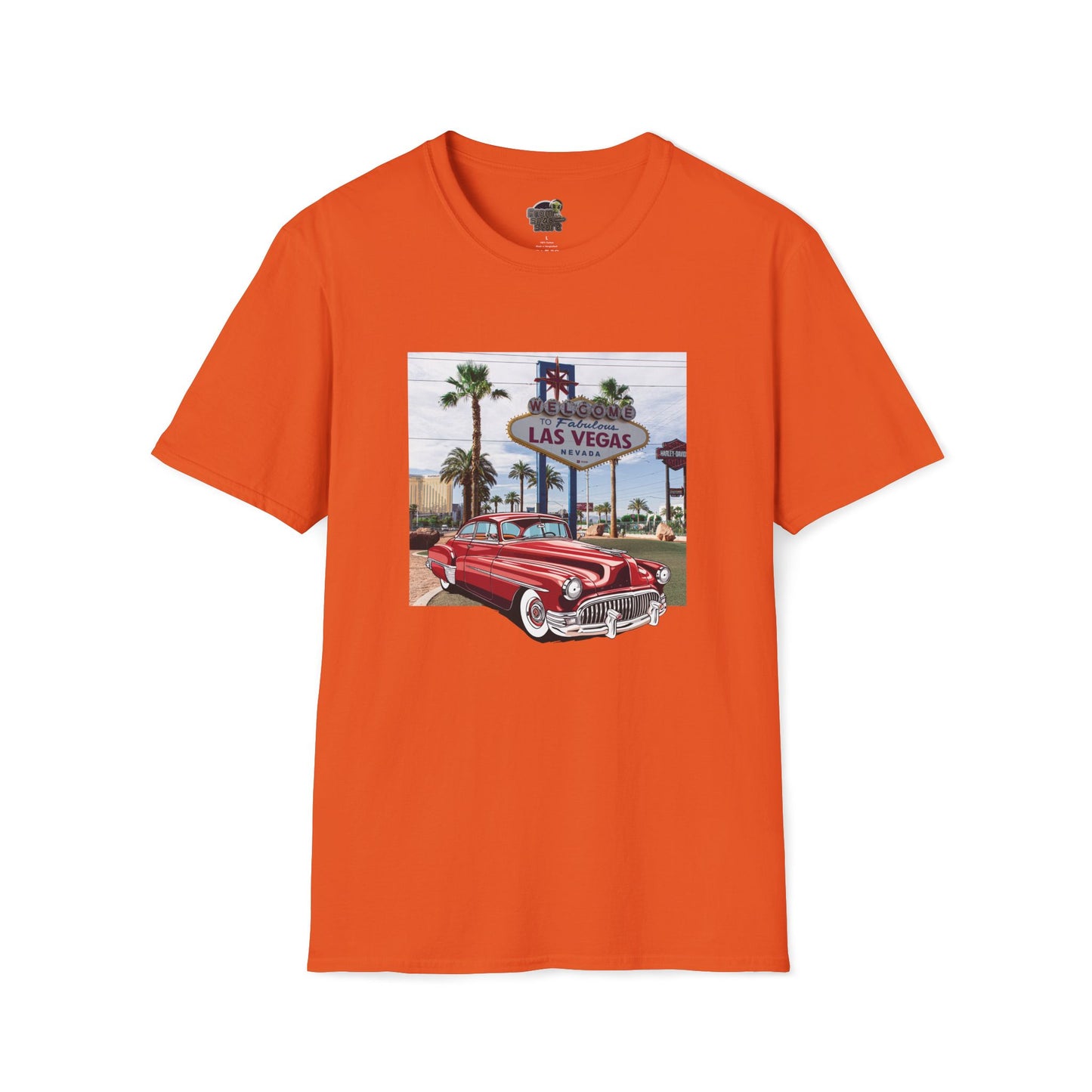 Vegas Cruiser T-Shirt: Retro Las Vegas Sign & Classic Red Car | Vintage Road Trip Tee