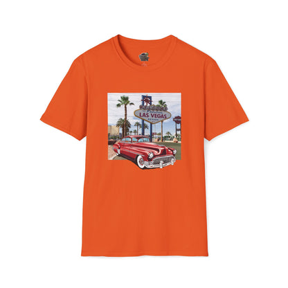 Vegas Cruiser T-Shirt: Retro Las Vegas Sign & Classic Red Car | Vintage Road Trip Tee