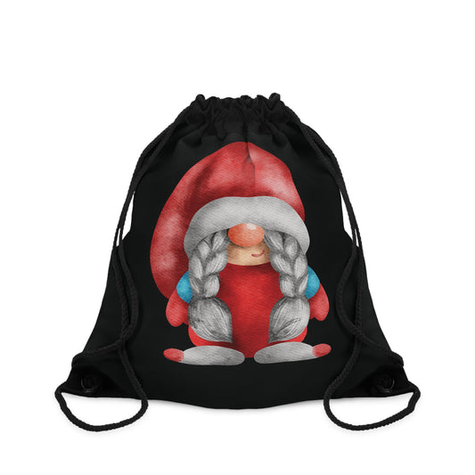 Whimsical Red Braided Gnome Drawstring Bag: Melodies & Charm on the Go One size