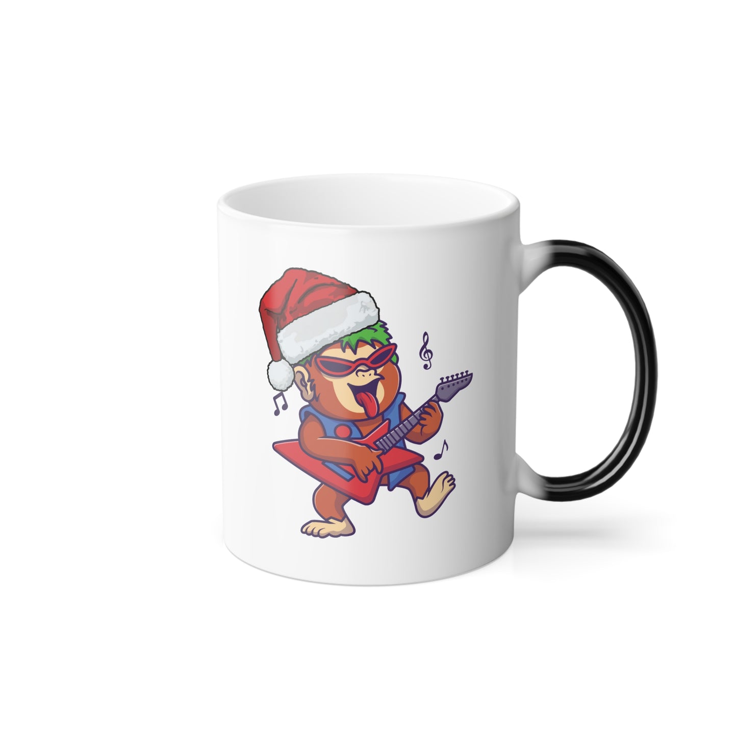 Rock Star Monkey Color Changing Mug 11oz | Heat Reveal Christmas Guitar Mug