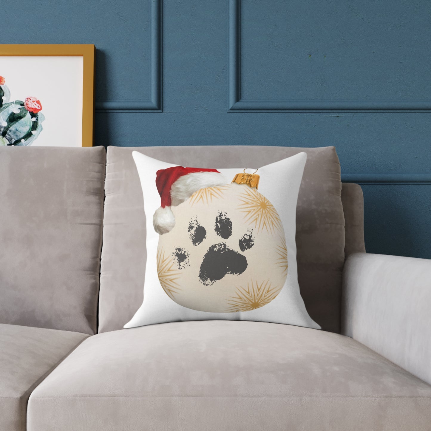 'Santa Paws' Christmas Throw Pillow | Paw Print Pet Lover Holiday Decor