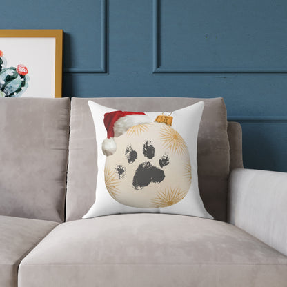 'Santa Paws' Christmas Throw Pillow | Paw Print Pet Lover Holiday Decor