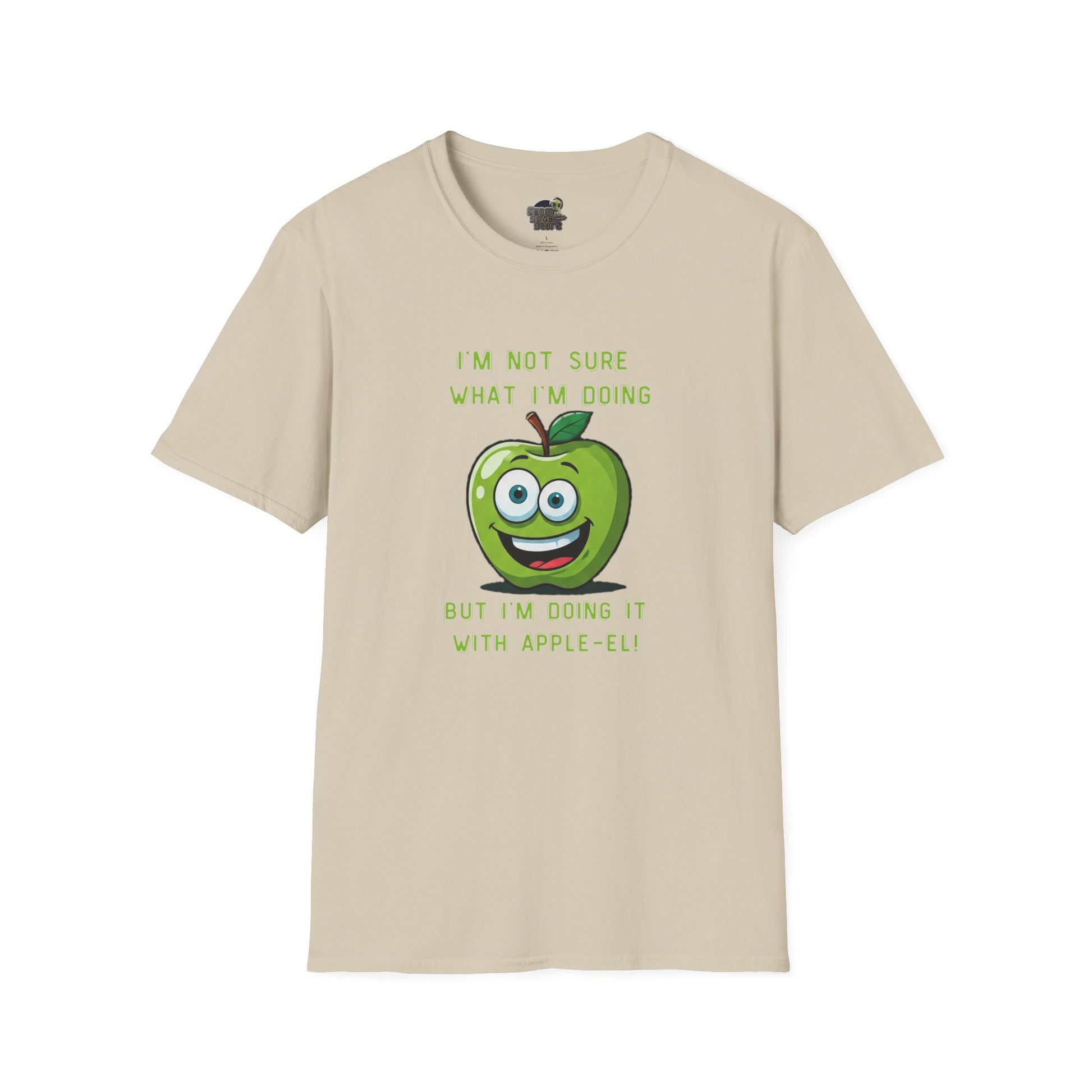 Apple-El t-shirt: Funny Smiling Apple Positive Tee Sand