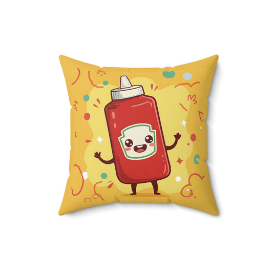 The Crimson Splash – Happy Ketchup Throw Pillow