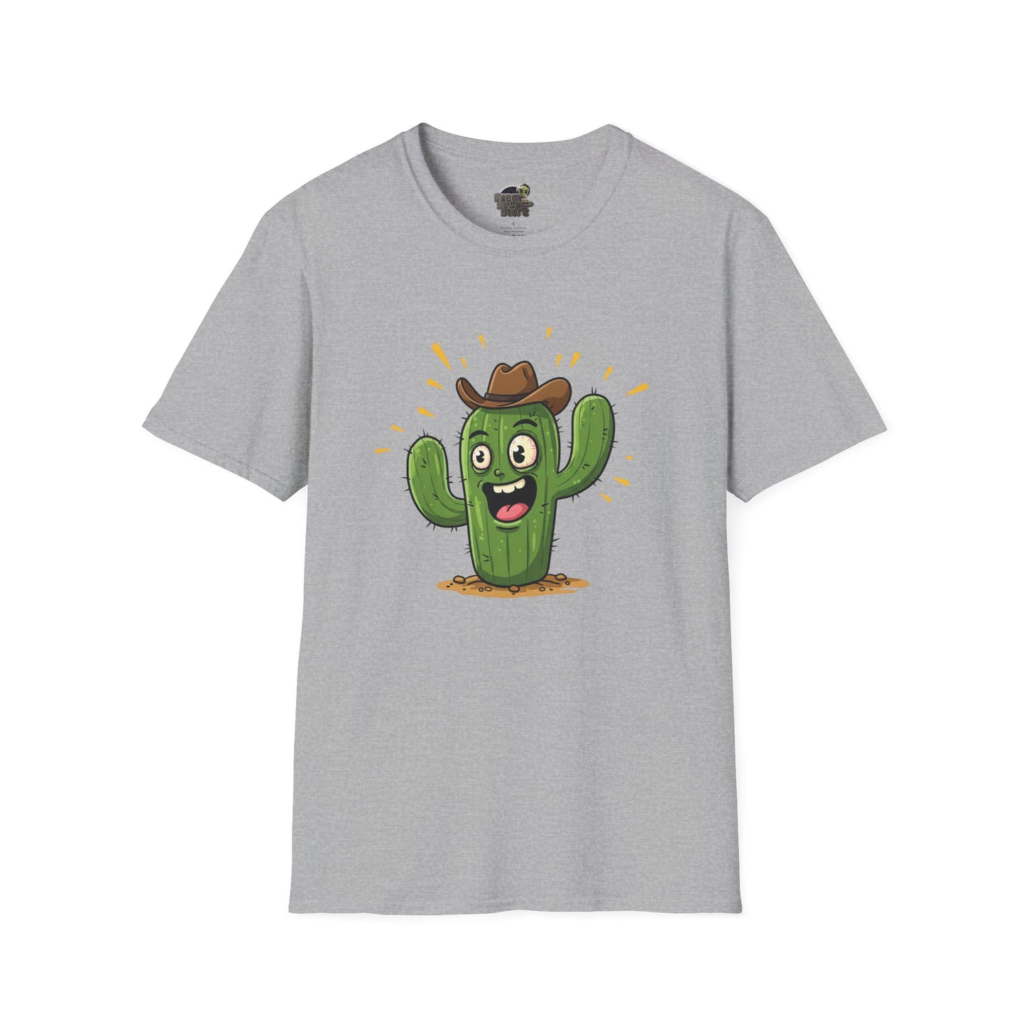 Cactus Mania T-Shirt: Yeehaw! Funny Cowboy Cactus Tee | Organic Cotton Unisex Shirt Sport Grey