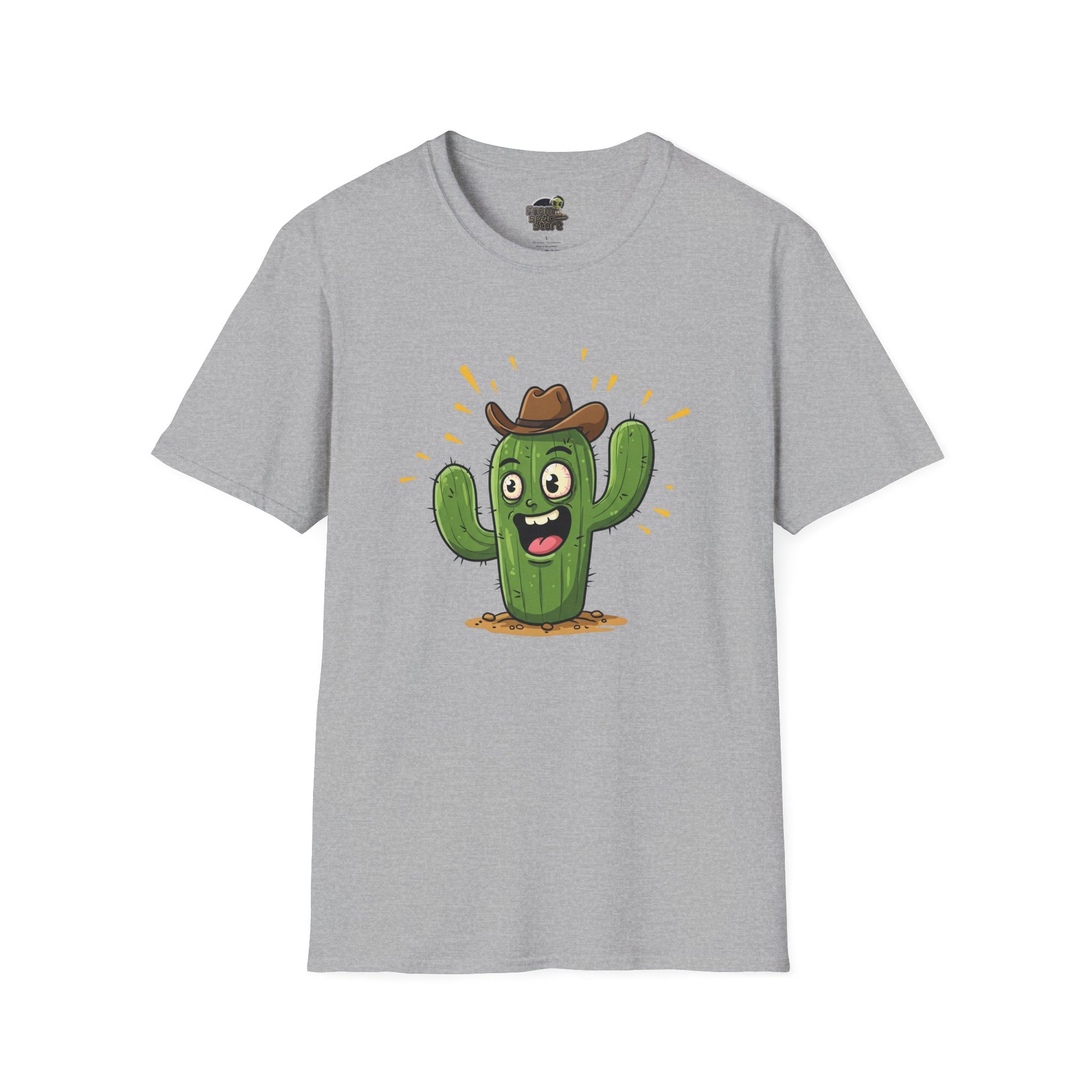 Cactus Mania T-Shirt: Yeehaw! Funny Cowboy Cactus Tee | Organic Cotton Unisex Shirt Sport Grey
