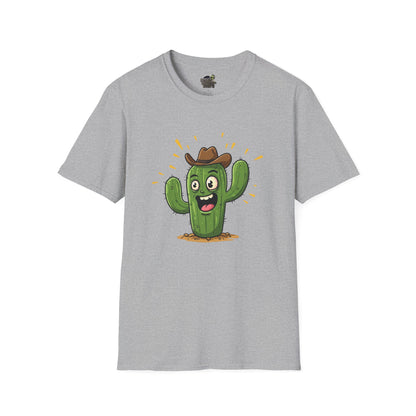 Cactus Mania T-Shirt: Yeehaw! Funny Cowboy Cactus Tee | Organic Cotton Unisex Shirt Sport Grey