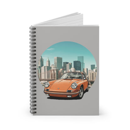 Orange Classic Porsche 911 in NYC Spiral Notebook - Vintage Car Lover Gift