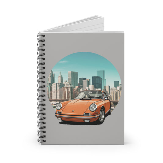 Orange Classic Porsche 911 in NYC Spiral Notebook - Vintage Car Lover Gift