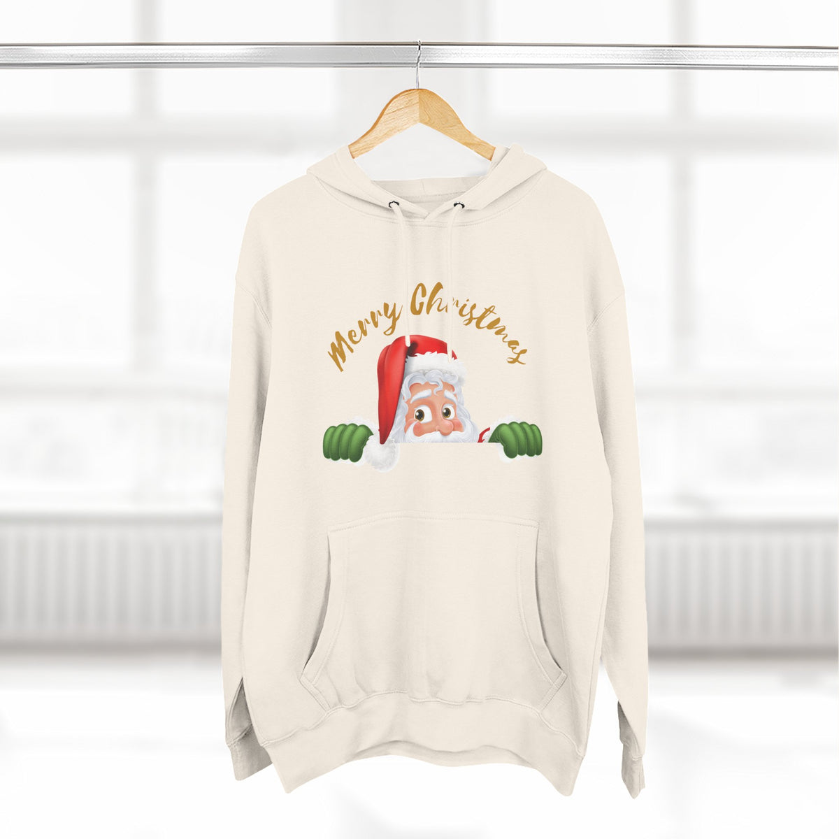 Three-Panel Fleece Hoodie - santa claus merry christmas