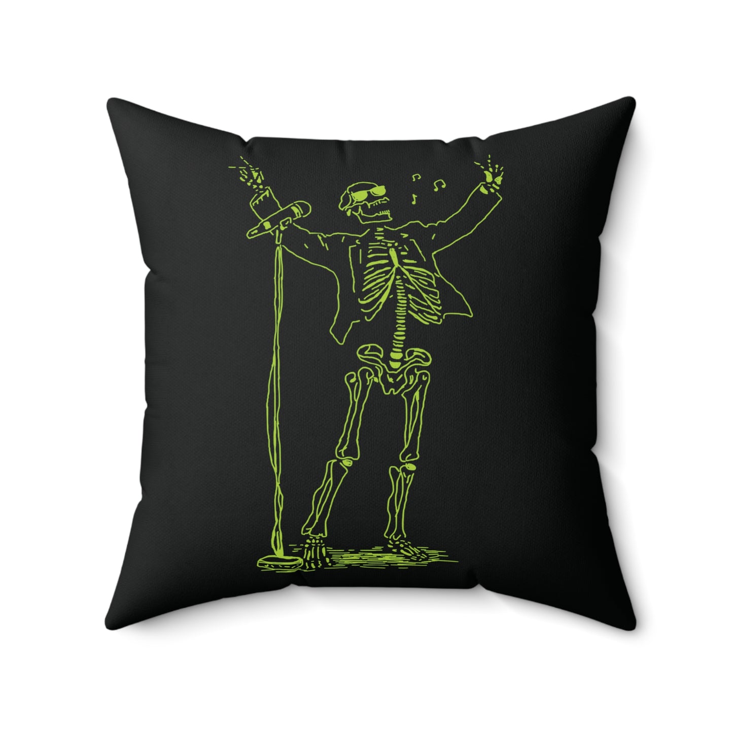 Neon Screamer: Expressive Singer Fluo Skeleton Pillow