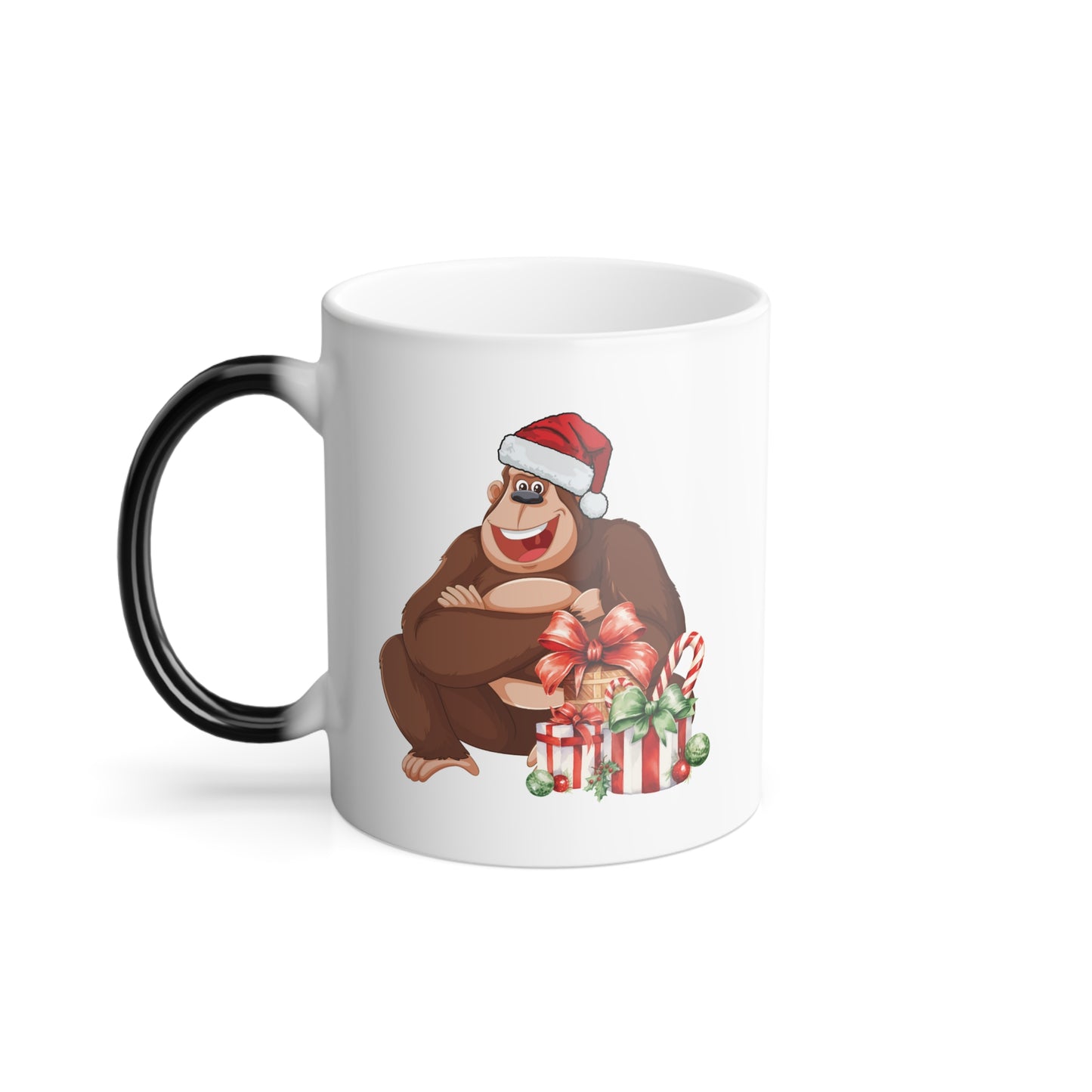 Cheerful Gorilla Christmas Magic Mug | Heat-Reactive Holiday Gift Coffee Cup