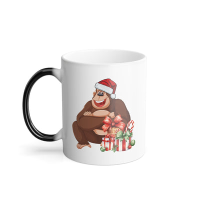 Cheerful Gorilla Christmas Magic Mug | Heat-Reactive Holiday Gift Coffee Cup