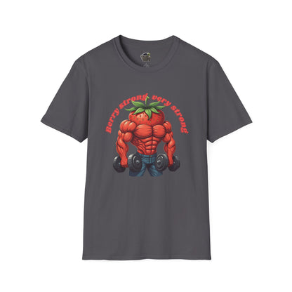 Berry Strong t-shirt: Funny Strawberry Bodybuilder Tee Charcoal