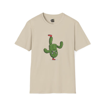 Upside-Down Cactus T-Shirt: Fun & Quirky Organic Cotton Tee | Cactus Mania Collection Sand