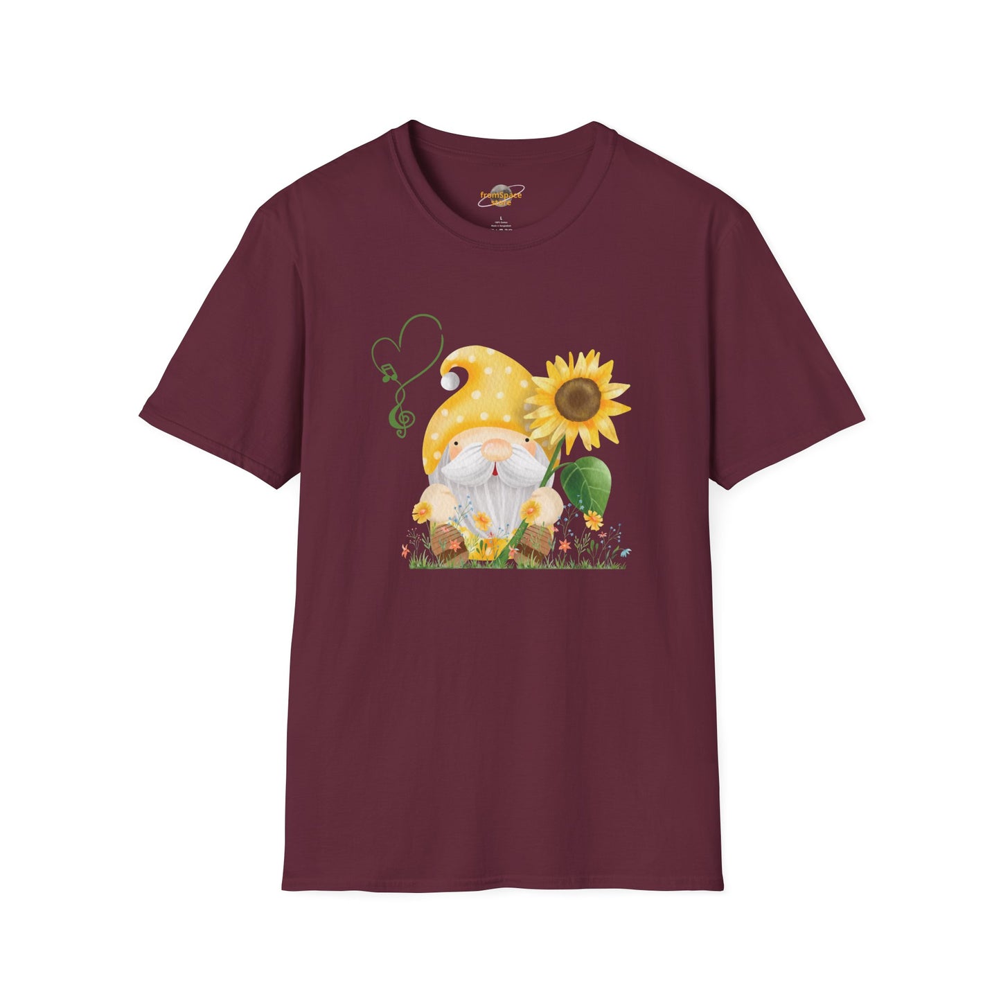 Gnome with Sunflower Unisex T-Shirt: Sunshine, Smiles & Secret Songs