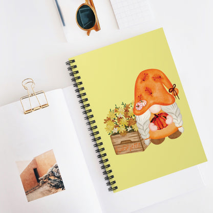 Cozy Fall Gnome Spiral Notebook - Autumn Harvest Ruled Journal - Pumpkin Spice Stationery Gift
