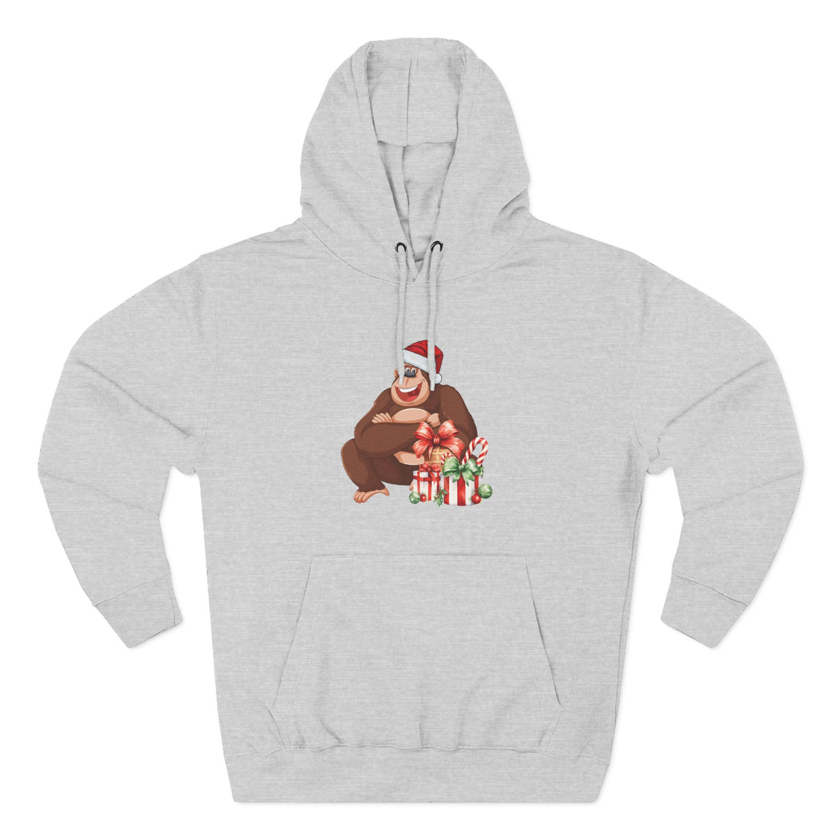 Three-Panel Fleece Hoodie - happy holiday gorilla