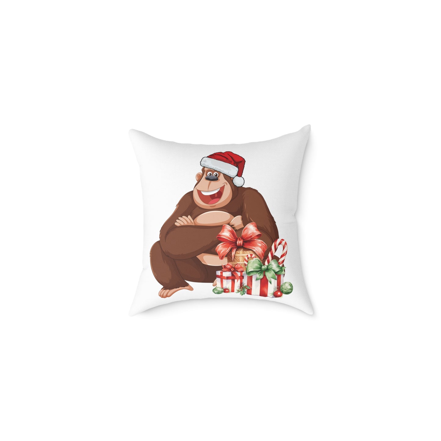 Funny Gorilla Santa Pillow | Novelty Christmas Throw Decor & Gift