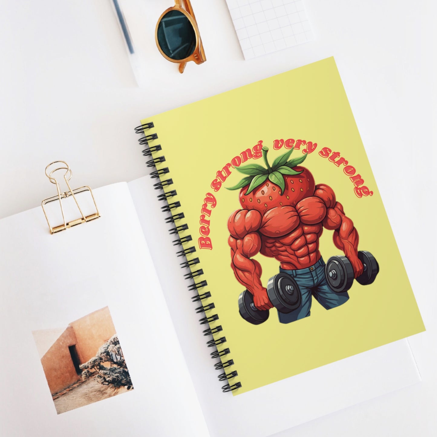 "Berry Strong" Strawberry Spiral Notebook - Bodybuilding Journal