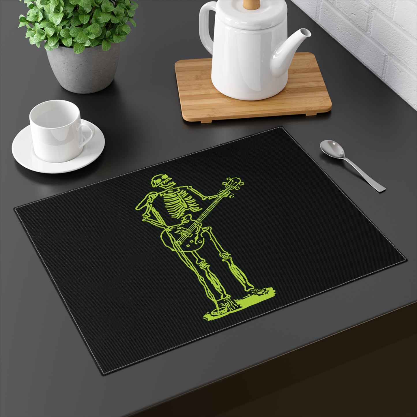 Dual Threat Fluo Skeleton Singer-Guitarist Placemat