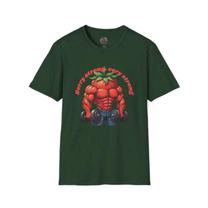Berry Strong t-shirt: Funny Strawberry Bodybuilder Tee S Forest Green