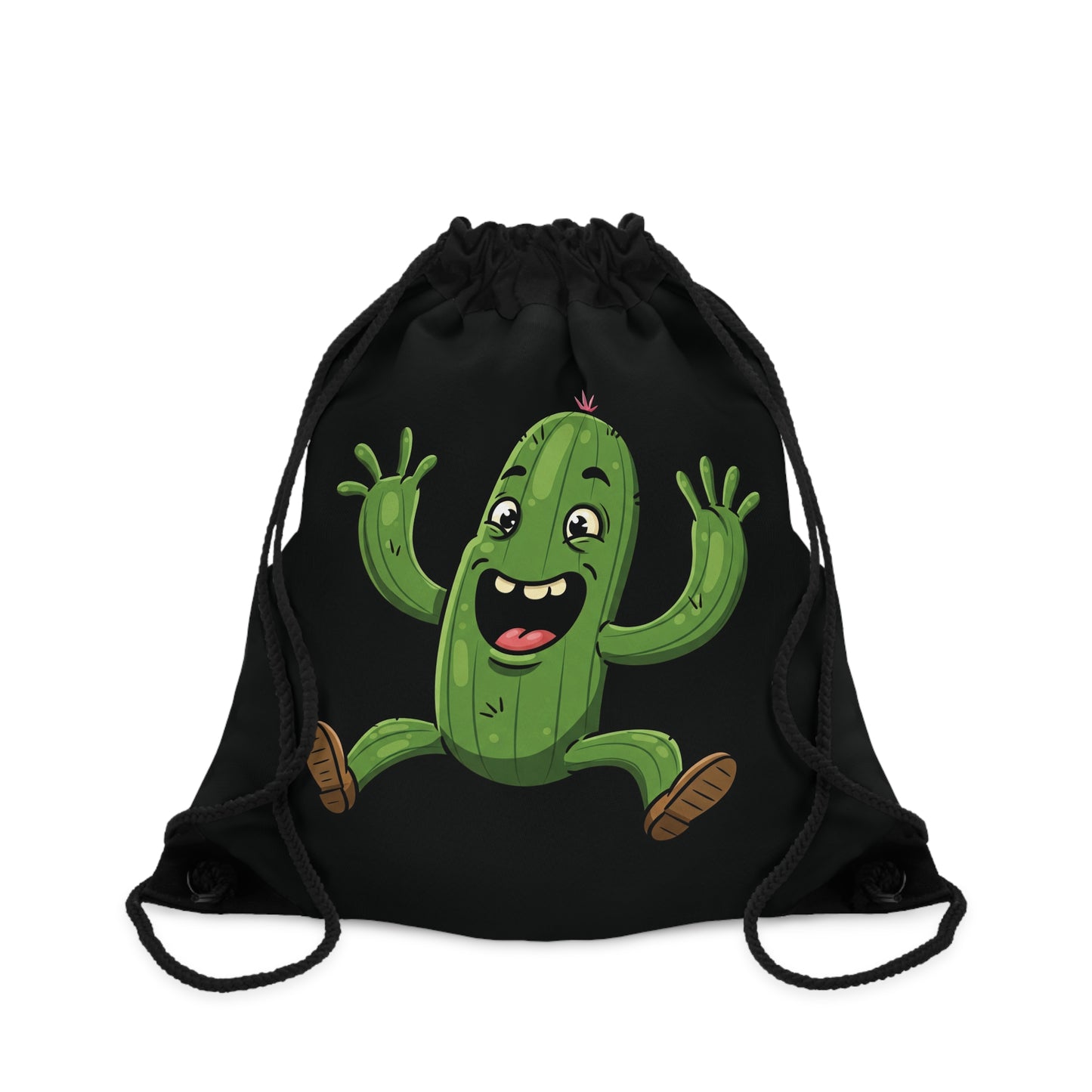 Happy Jumping Cactus" Drawstring Bag - Fun & Durable for Everyday Adventures One size