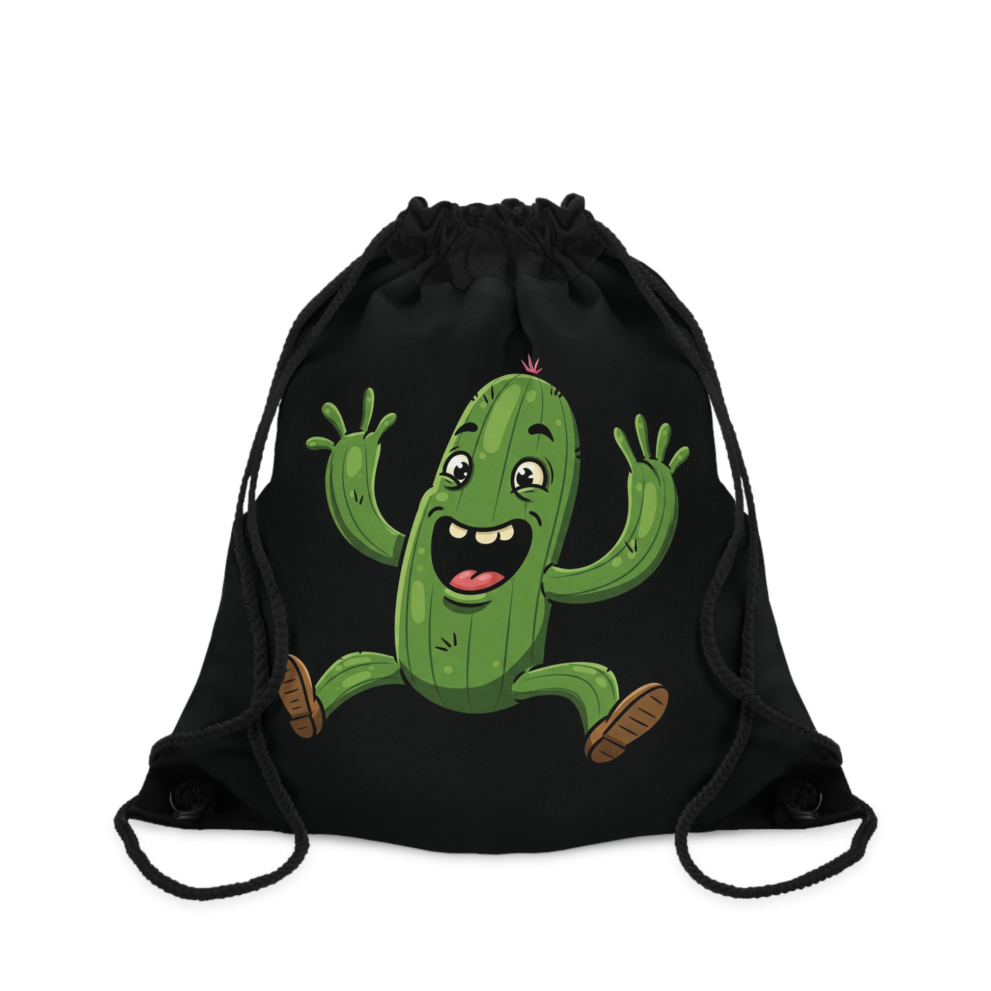 Happy Jumping Cactus" Drawstring Bag - Fun & Durable for Everyday Adventures One size