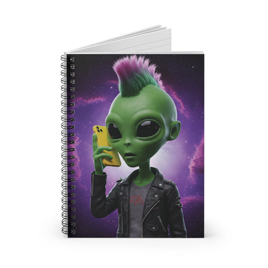 Alien Punk at Mobile Spiral Notebook - A Rebel Journal for Your Edgy Ideas One Size